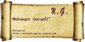 Mohaupt Gergő névjegykártya